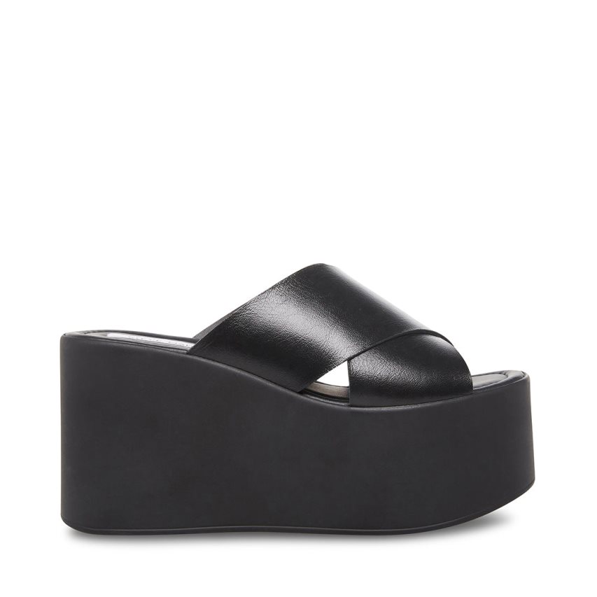 Zapatos Cuña Steve Madden Kody Cuero Mujer Negras | ES NV8203